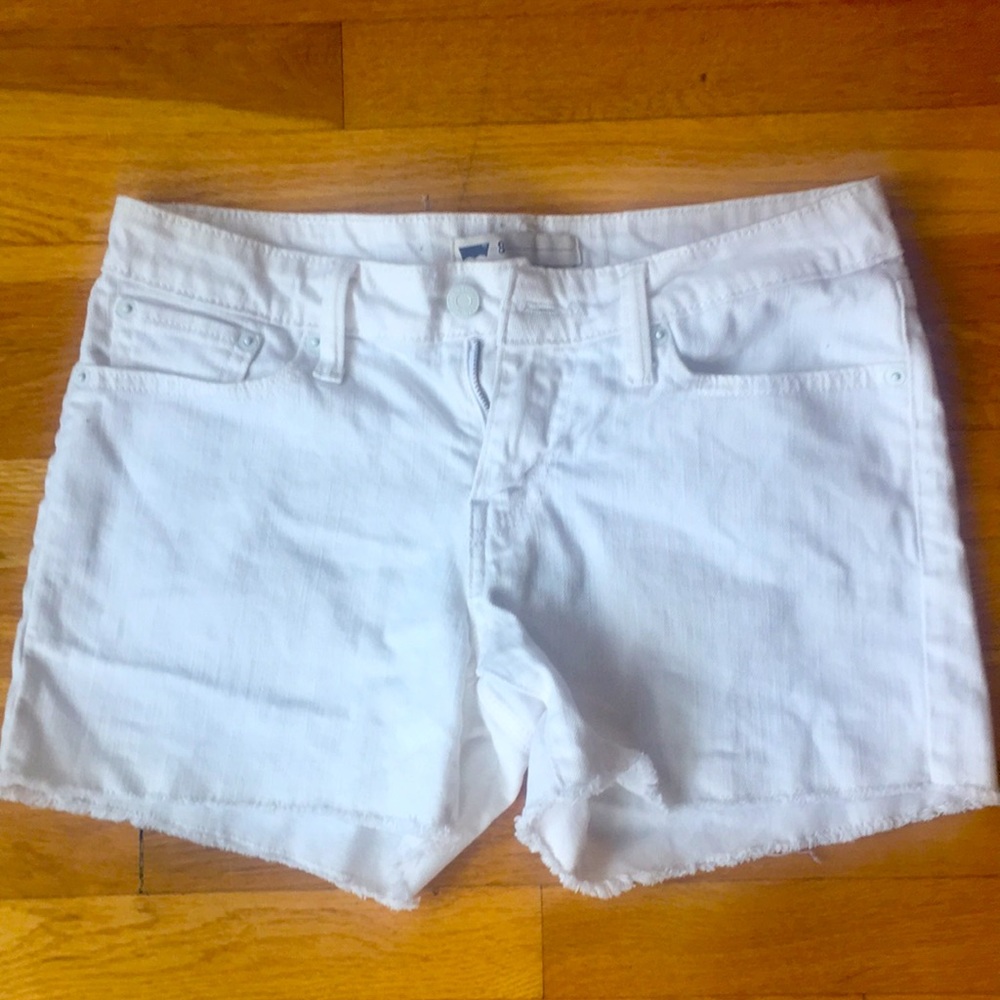 LEVI white cutoff jean shorts
